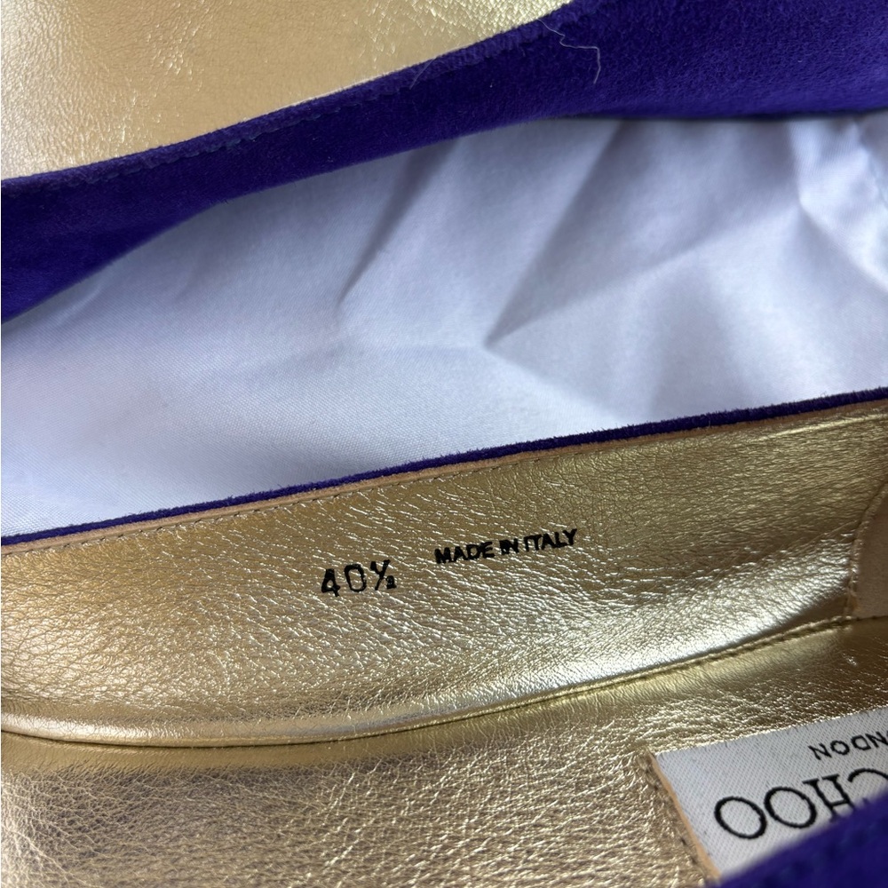 Jimmy Choo - Wray Sue Ballet Flats - Violet Suede Flats with Gold Accents 40.5 - Picture 10 of 10